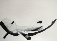 TN 653 von Hachiro Kanno – abstraktes Gemälde auf Kalligrafie, Schwarz-Weiß
