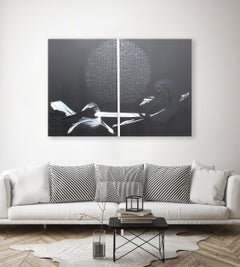 TN 683 D de Hachiro Kanno - Cuadro abstracto de inspiración caligráfica, negro