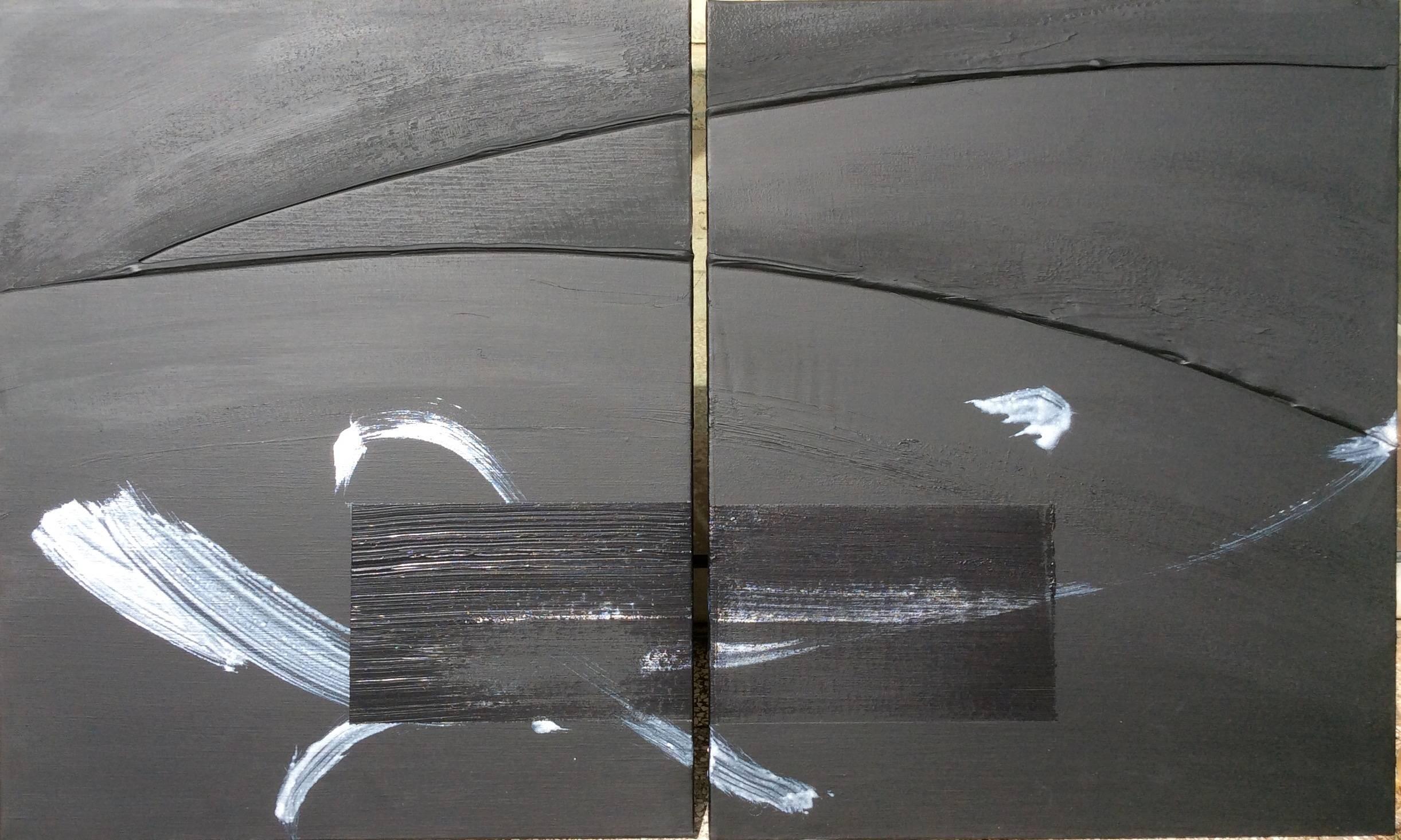 TN 686 D by Hachiro Kanno - Abstraction & Japanese Calligraphy, Diptych painting
