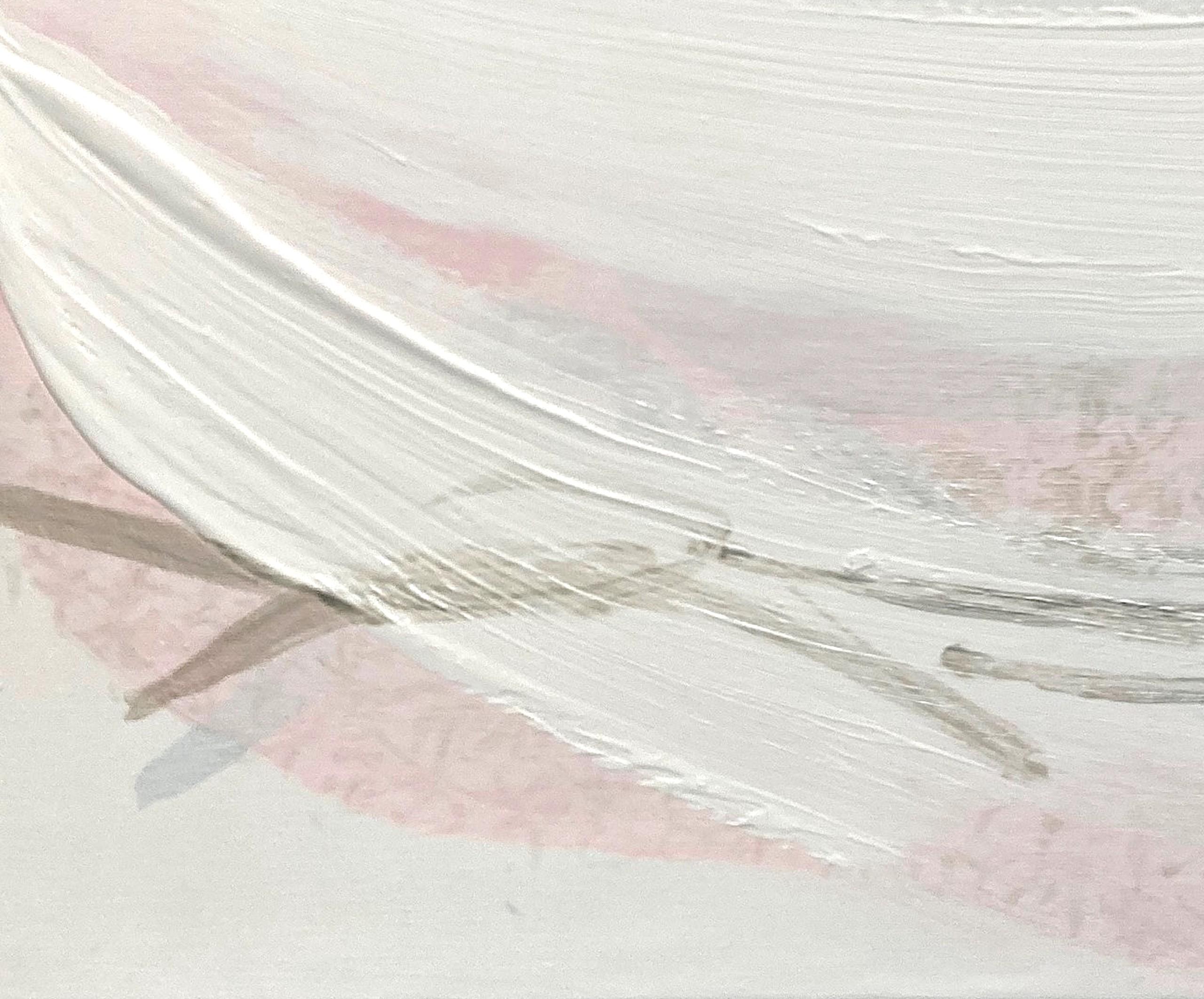 TN 865 di Hachiro Kanno - Pittura astratta basata sulla calligrafia, rosa e bianca 3