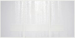 TN509-T by Hachiro Kanno - Calligraphy-based abstract painting, triptych, white
