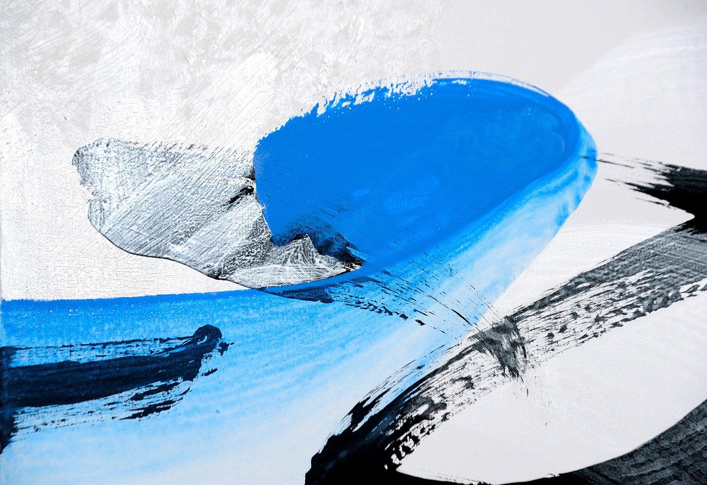 TN600-D par Hachiro Kanno - Peinture abstraite basée sur la calligraphie, diptyque, bleu en vente 2