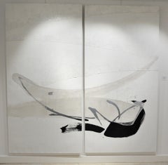 TN680-D by Hachiro Kanno - 6.5-ft Wide Square Abstract Painting, Calligraphy