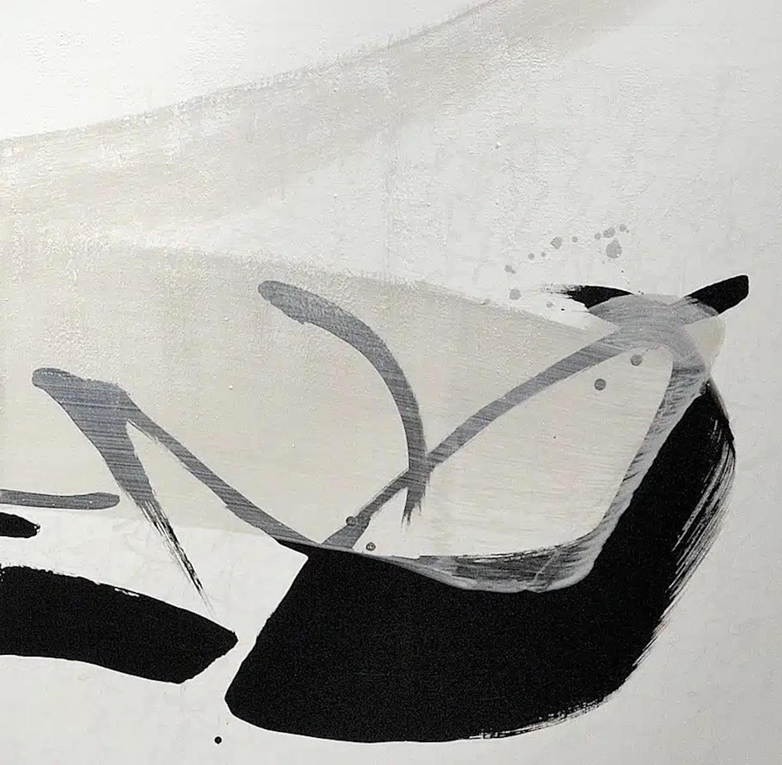 TN680-D von Hachiro Kanno - Großes abstraktes Gemälde auf Kalligrafie, Diptychon im Angebot 6