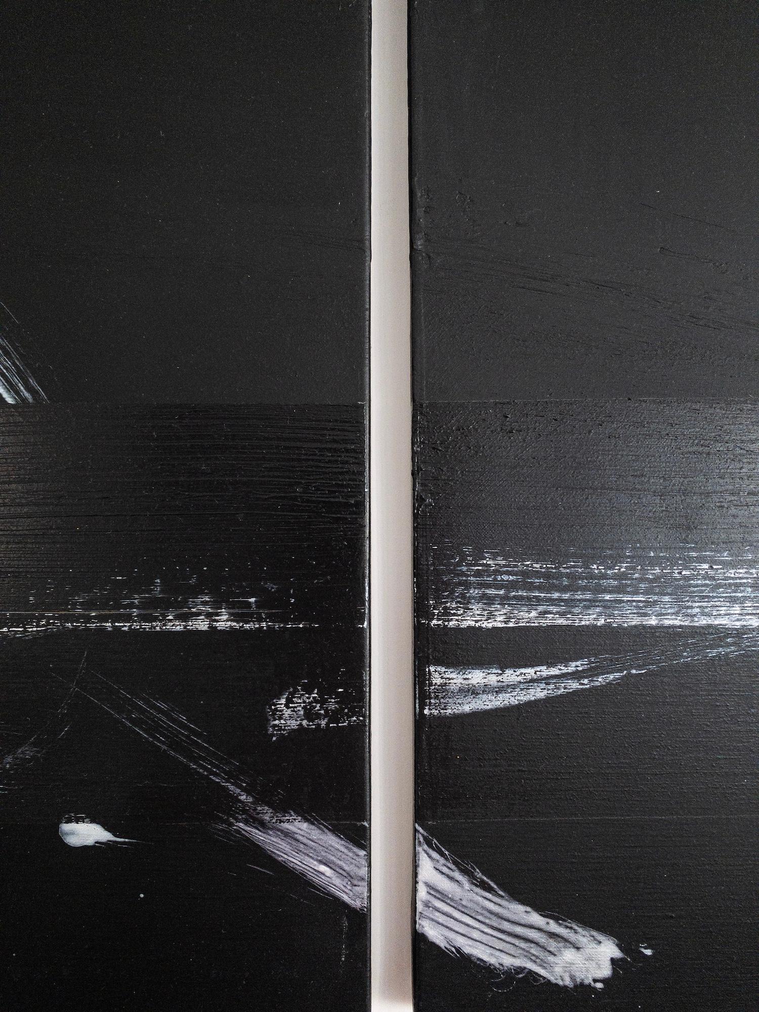 TN686-D de Hachiro Kanno - Abstracción y caligrafía japonesa, pintura díptica en venta 9