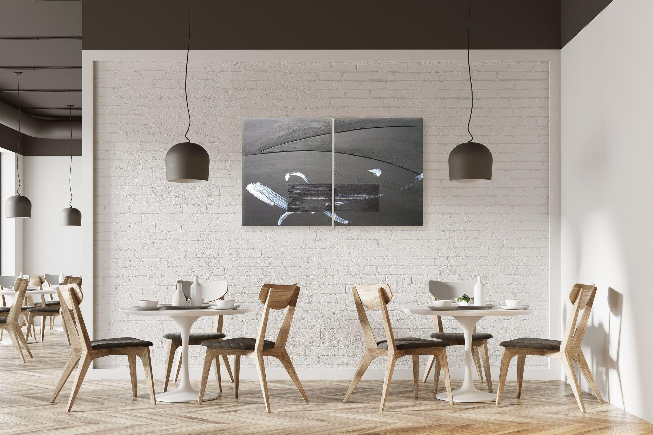 TN686-D de Hachiro Kanno - Abstracción y caligrafía japonesa, pintura díptica en venta 1