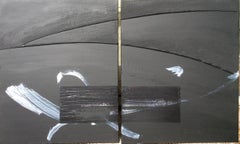 Vintage TN686-D by Hachiro Kanno - Abstraction & Japanese calligraphy, diptych painting