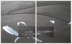 TN686-D by Hachiro Kanno - Abstraction & Japanese calligraphy, diptych painting