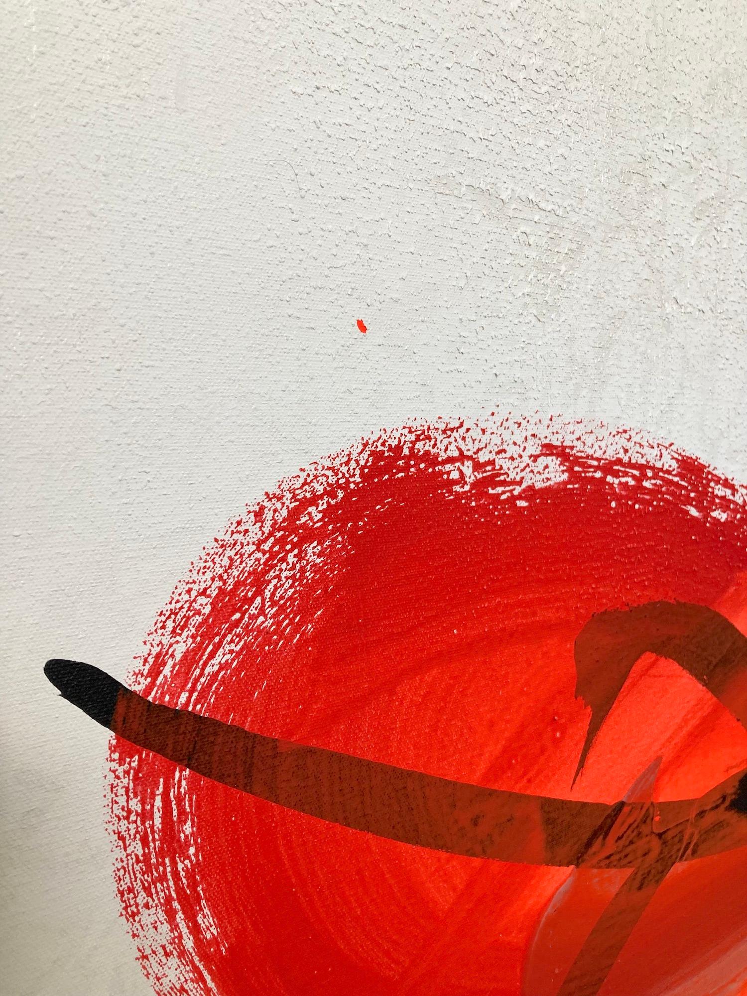 TN719-D von Hachiro Kanno – abstraktes Gemälde auf Kalligraphie basiert, rot und weiß im Angebot 9