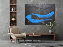 TN811-D by Hachiro Kanno - Calligraphy-based abstract painting, diptych