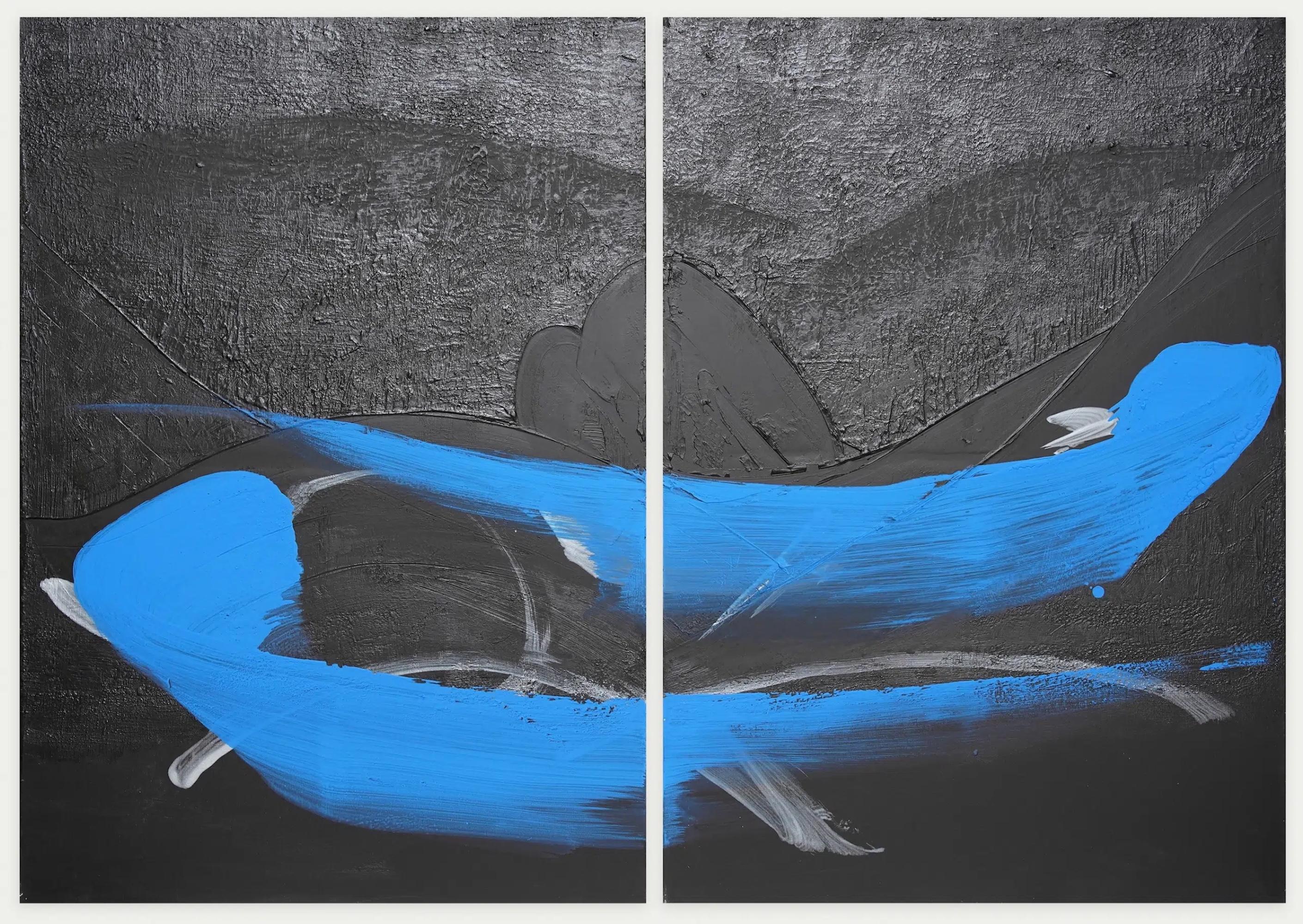 TN811-D is a diptych painting by Japanese contemporary artist Hachiro Kanno, composed of two panels of equal size (100 cm x 73 cm). Sold unframed.
The painter draws its resources from Japanese calligraphy and his favorite themes in Zen philosophy. 