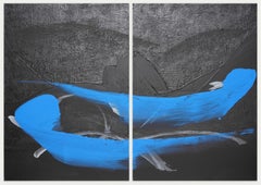 TN811-D by Hachiro Kanno - Calligraphy-based abstract painting, diptych