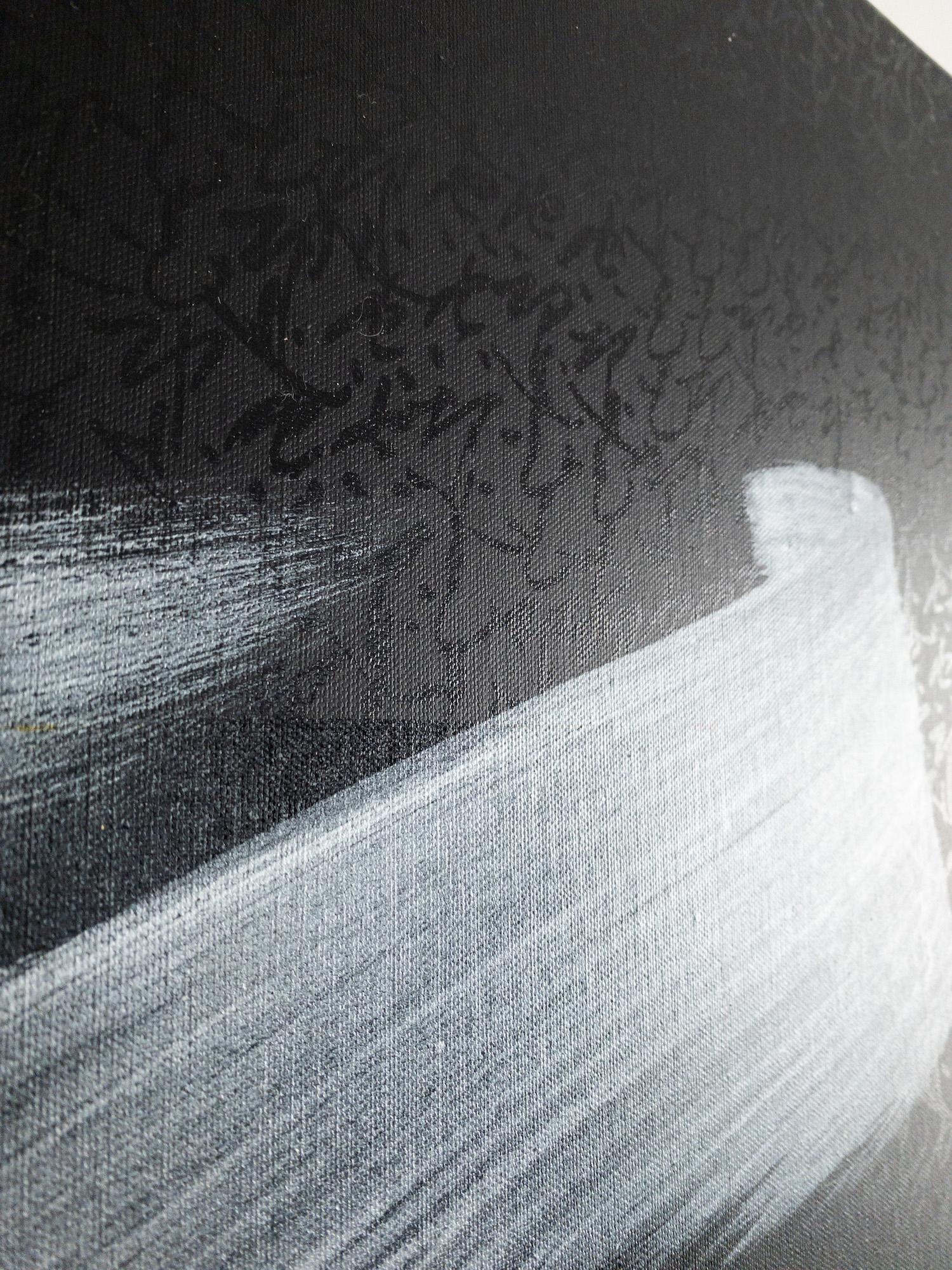 TN845-T von Hachiro Kanno - Abstrakte Malerei in Kalligrafie, Triptychon, schwarz im Angebot 10