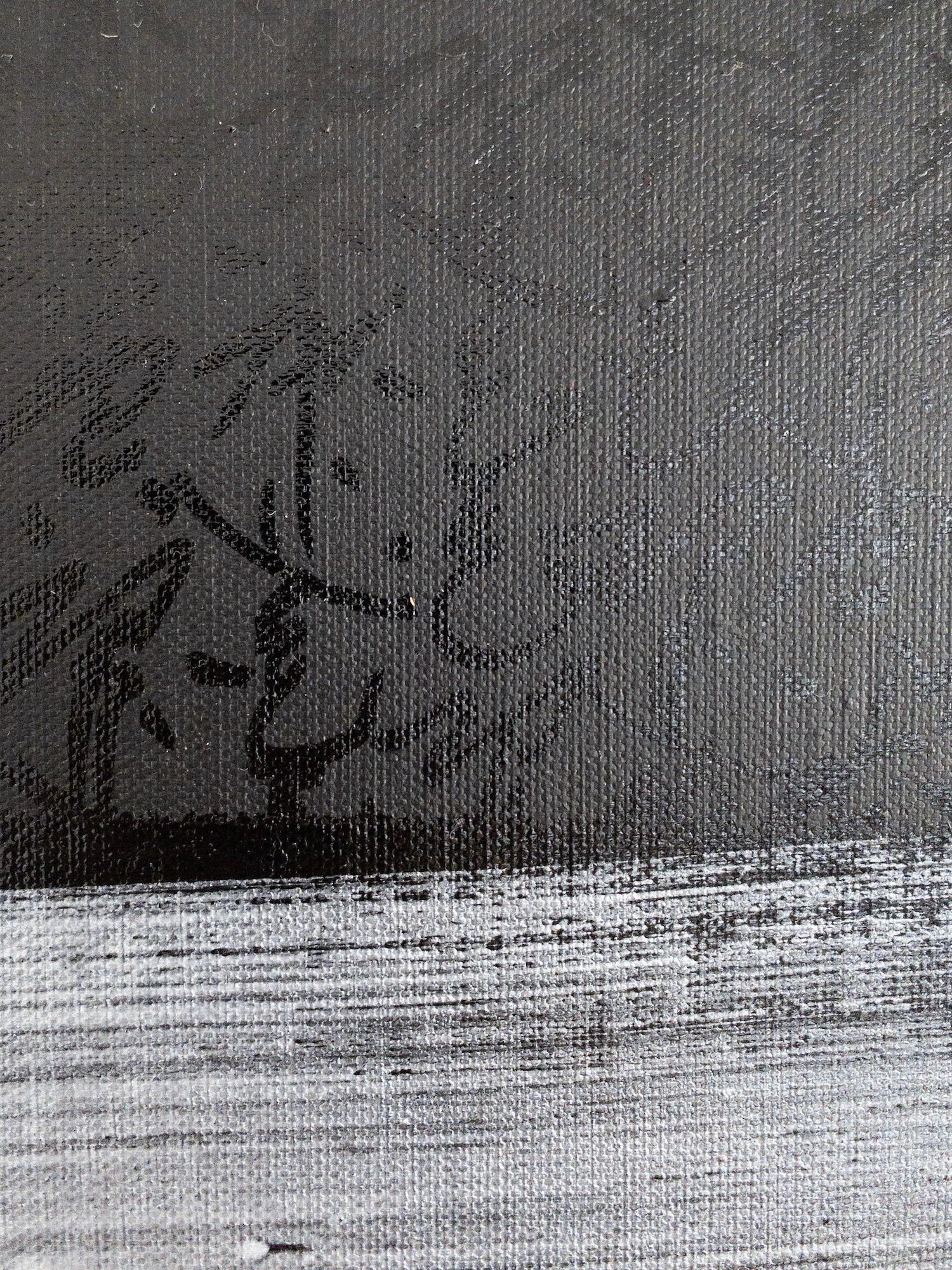 TN845-T von Hachiro Kanno - Abstrakte Malerei in Kalligrafie, Triptychon, schwarz im Angebot 11