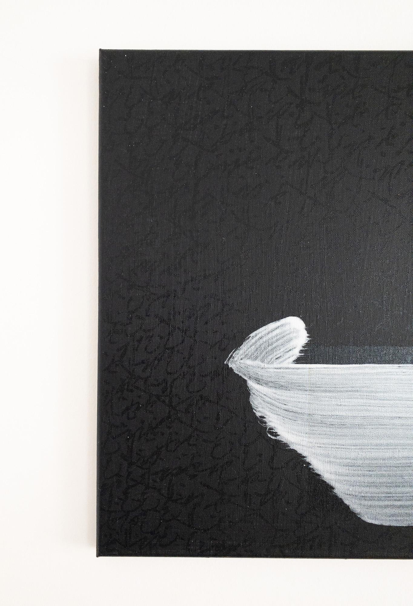 TN845-T von Hachiro Kanno - Abstrakte Malerei in Kalligrafie, Triptychon, schwarz im Angebot 12