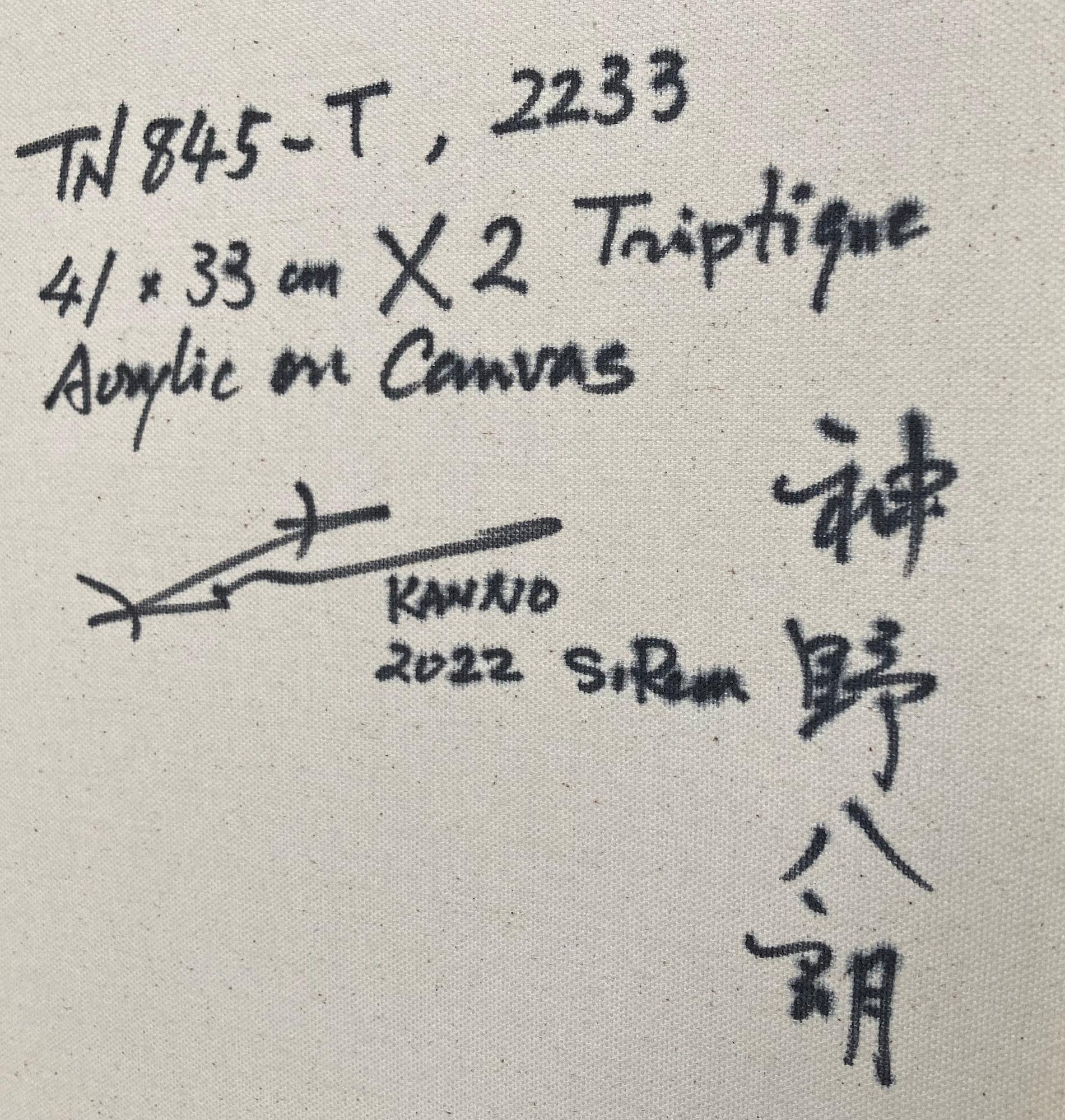 TN845-T von Hachiro Kanno - Abstrakte Malerei in Kalligrafie, Triptychon, schwarz im Angebot 14