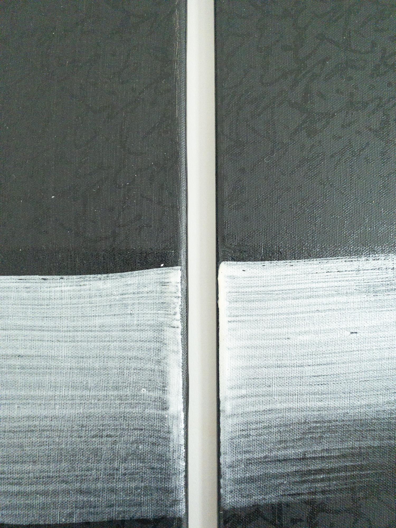 TN845-T von Hachiro Kanno – Abstraktes Gemälde auf Kalligrafie, Triptychon, schwarz im Angebot 4