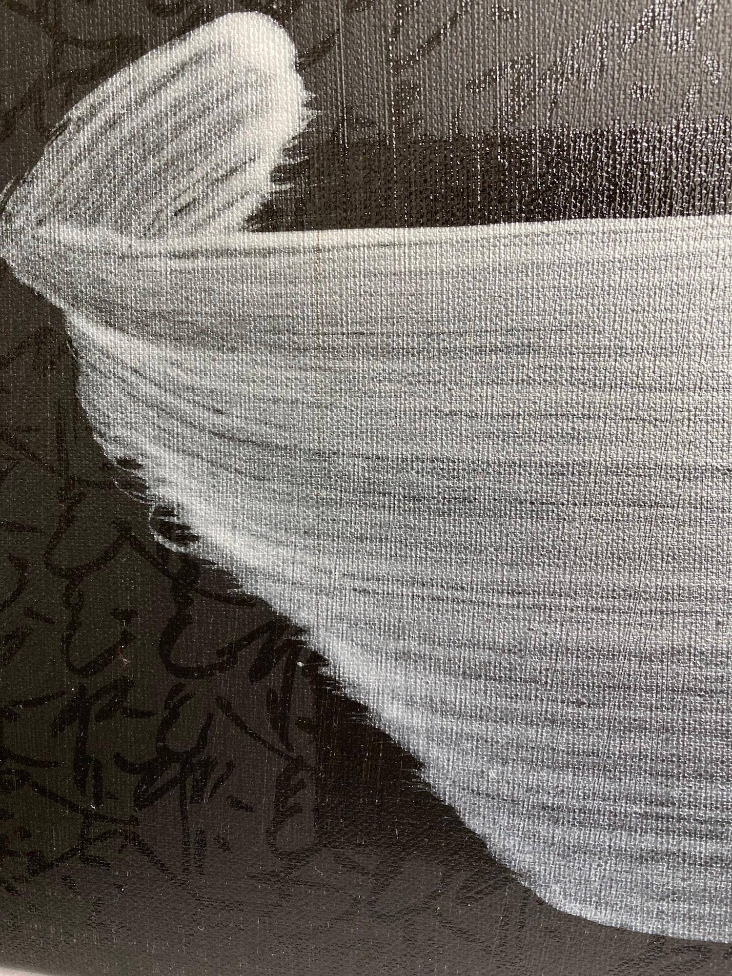 TN845-T von Hachiro Kanno - Abstrakte Malerei in Kalligrafie, Triptychon, schwarz im Angebot 8