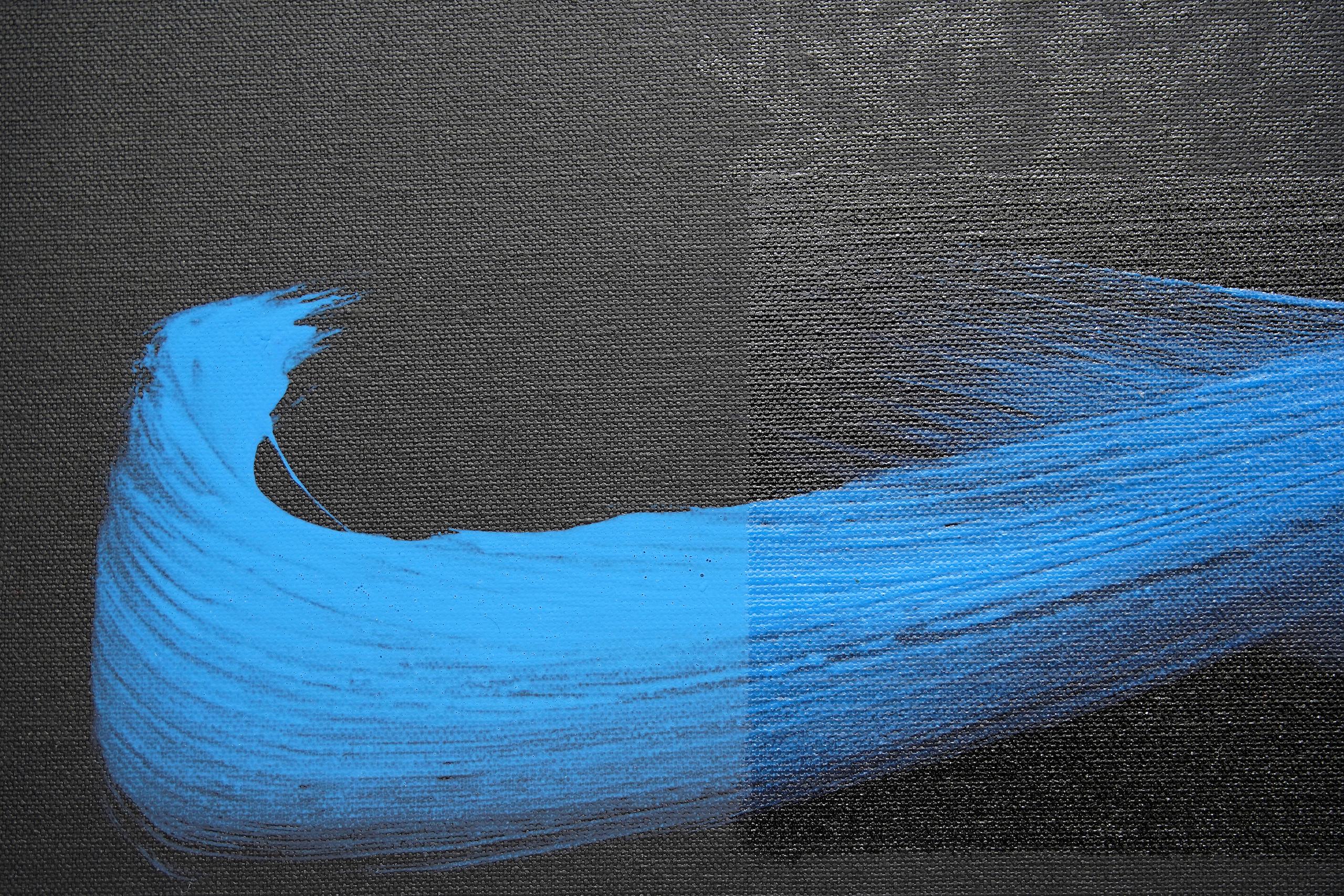 TN851-D by Hachiro Kanno - Calligraphy-based abstract painting, diptych, blue For Sale 2
