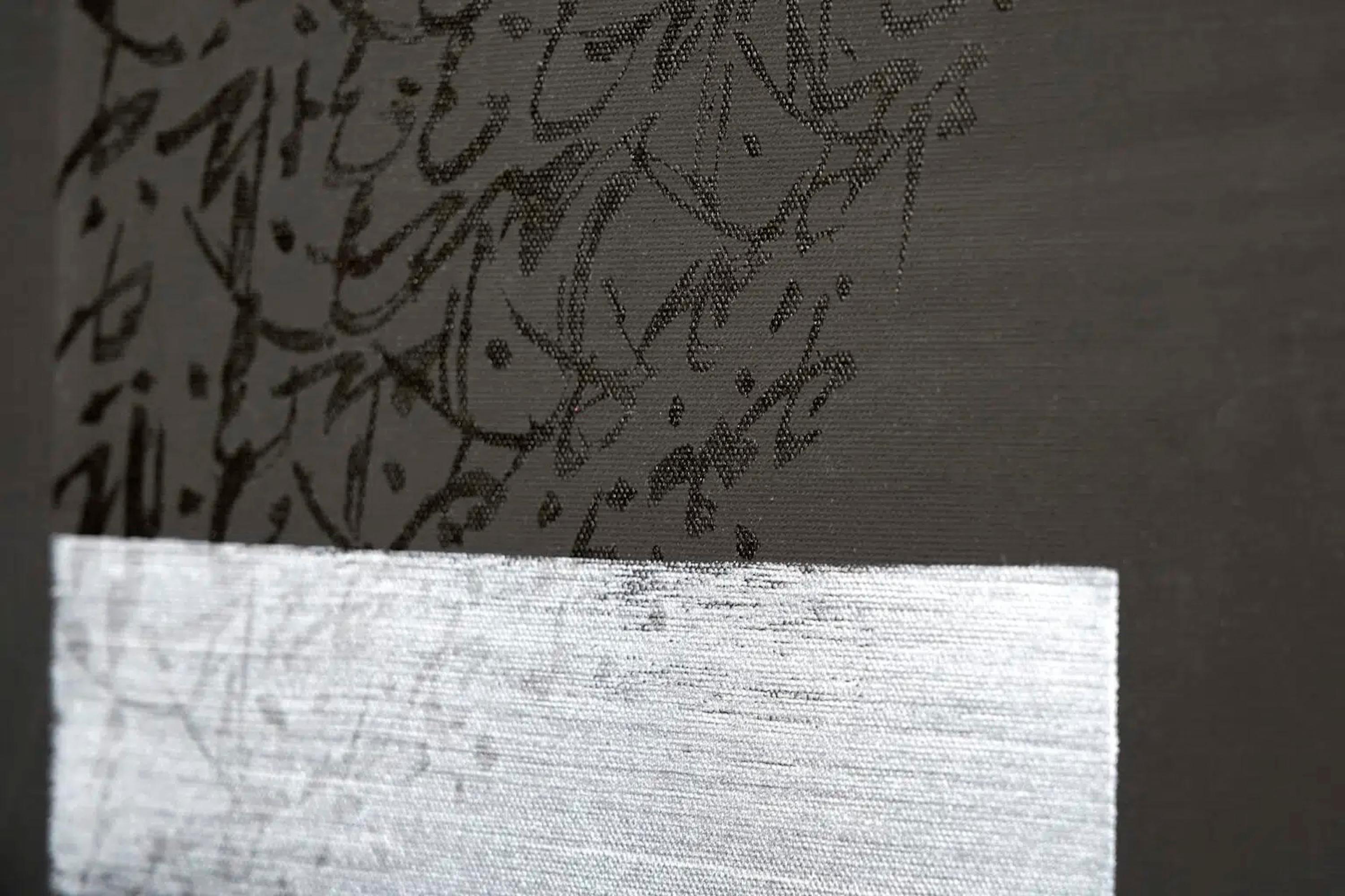 TN852 von Hachiro Kanno - Abstrakte Malerei in Kalligraphie, schwarz-weiß im Angebot 3