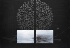 TN852 by Hachiro Kanno - Calligraphy-based abstract painting, black and white