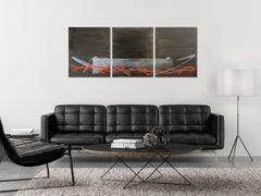 TN890-T by Hachiro Kanno - Calligraphy-based abstract painting, black, red, life