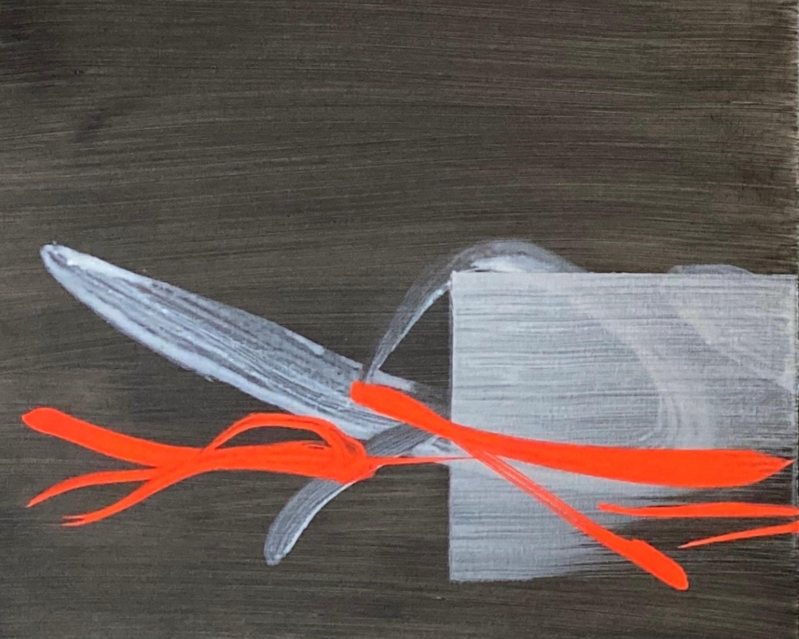 TN890-T von Hachiro Kanno – abstraktes Gemälde auf Kalligrafie basiert, Schwarz, Rot, Leben im Angebot 2