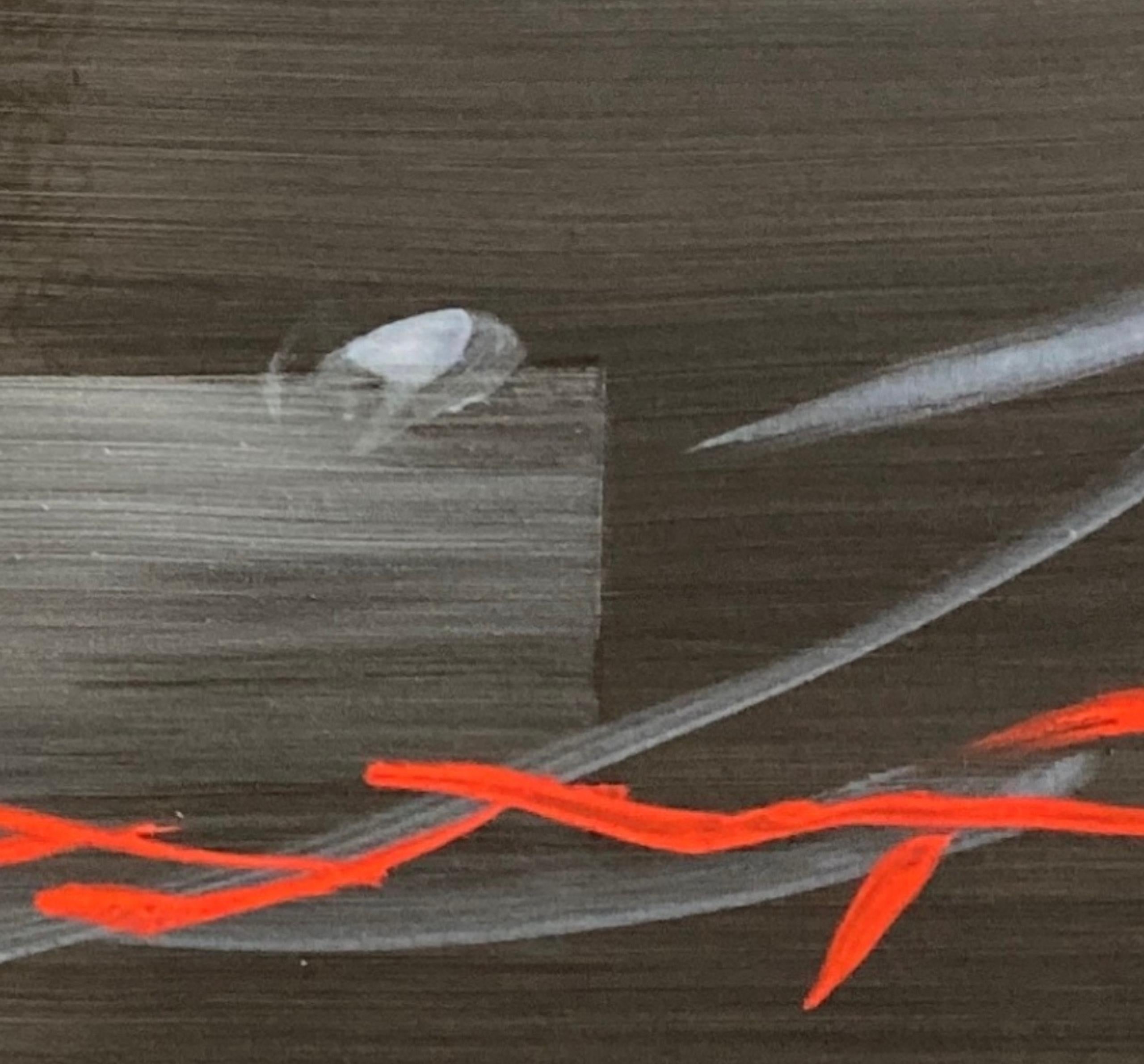 TN890-T von Hachiro Kanno – abstraktes Gemälde auf Kalligrafie basiert, Schwarz, Rot, Leben im Angebot 4