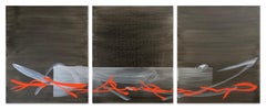 TN890-T by Hachiro Kanno - Calligraphy-based abstract painting, black, red, life
