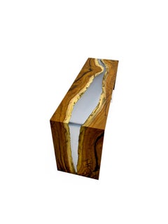 Hackberry Wood Epoxy Resin Waterfall Console Table