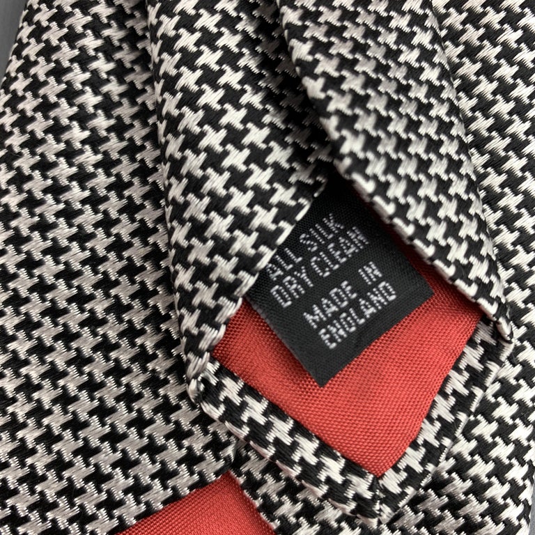 HACKETT LONDON Black and White Houndstooth Silk Tie at 1stDibs ...