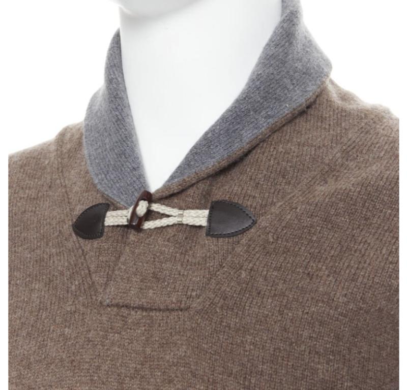 HACKETT Merino Cashmere brown grey shawl collar toggle pullover pull XS
Référence : PRCN/A00081
Marque : Hackett
Modèle : Pull en cachemire mérinos
MATERIAL : Laine, cachemire
Couleur : marron
Motif : Solide
Fermeture : Toggle
Détails