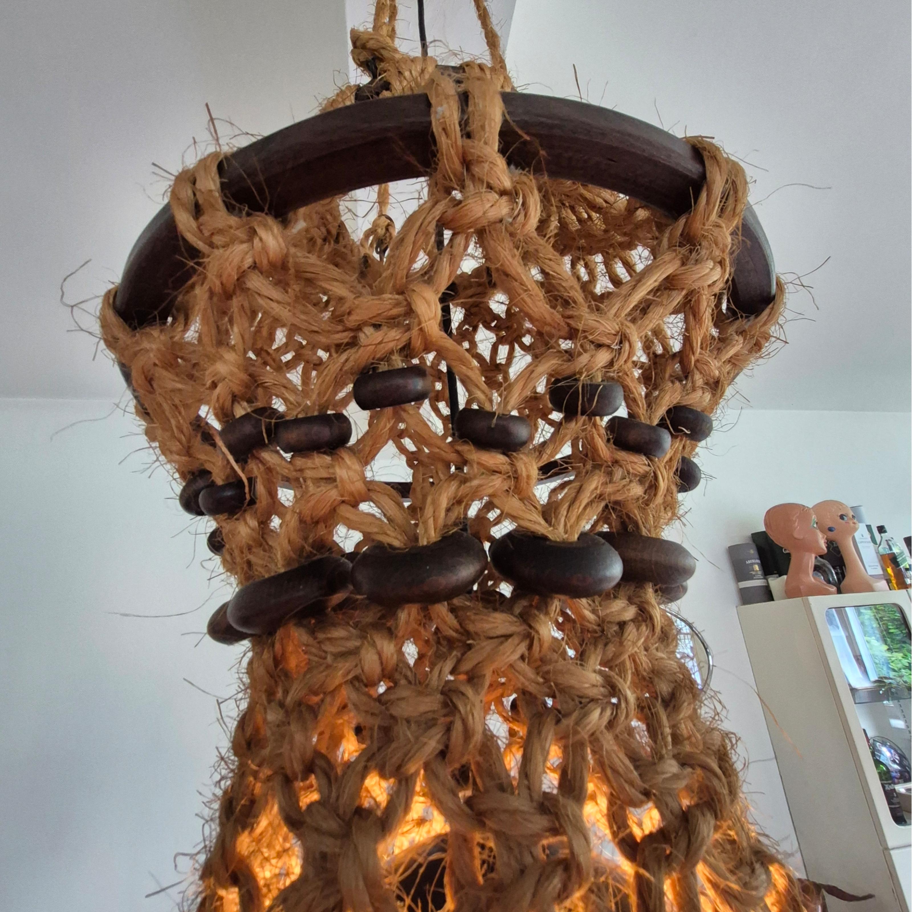 Had crafted wabi sabi pendant lamp by Temde, Switzerland 1960s 2