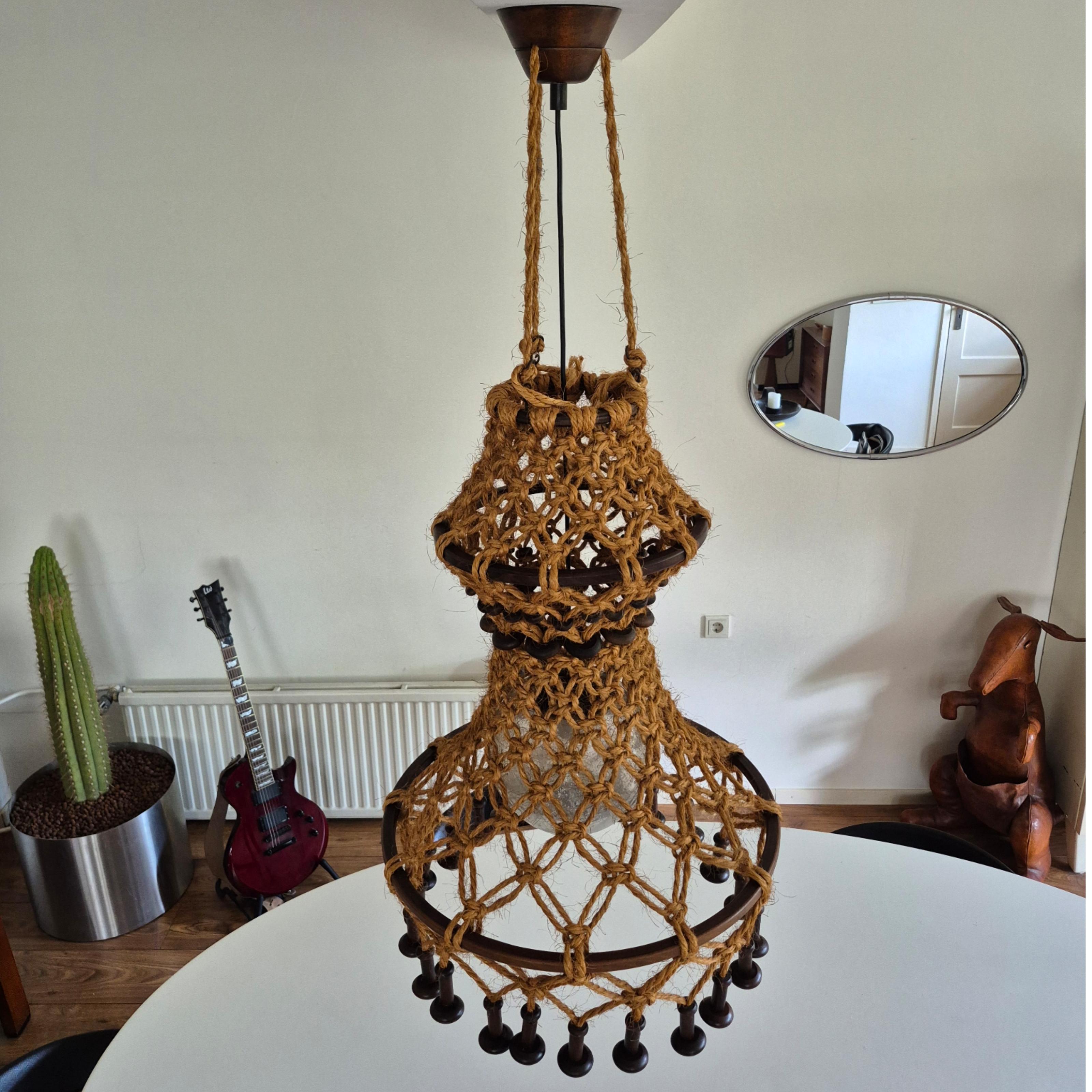 Had crafted wabi sabi pendant lamp by Temde, Switzerland 1960s 6