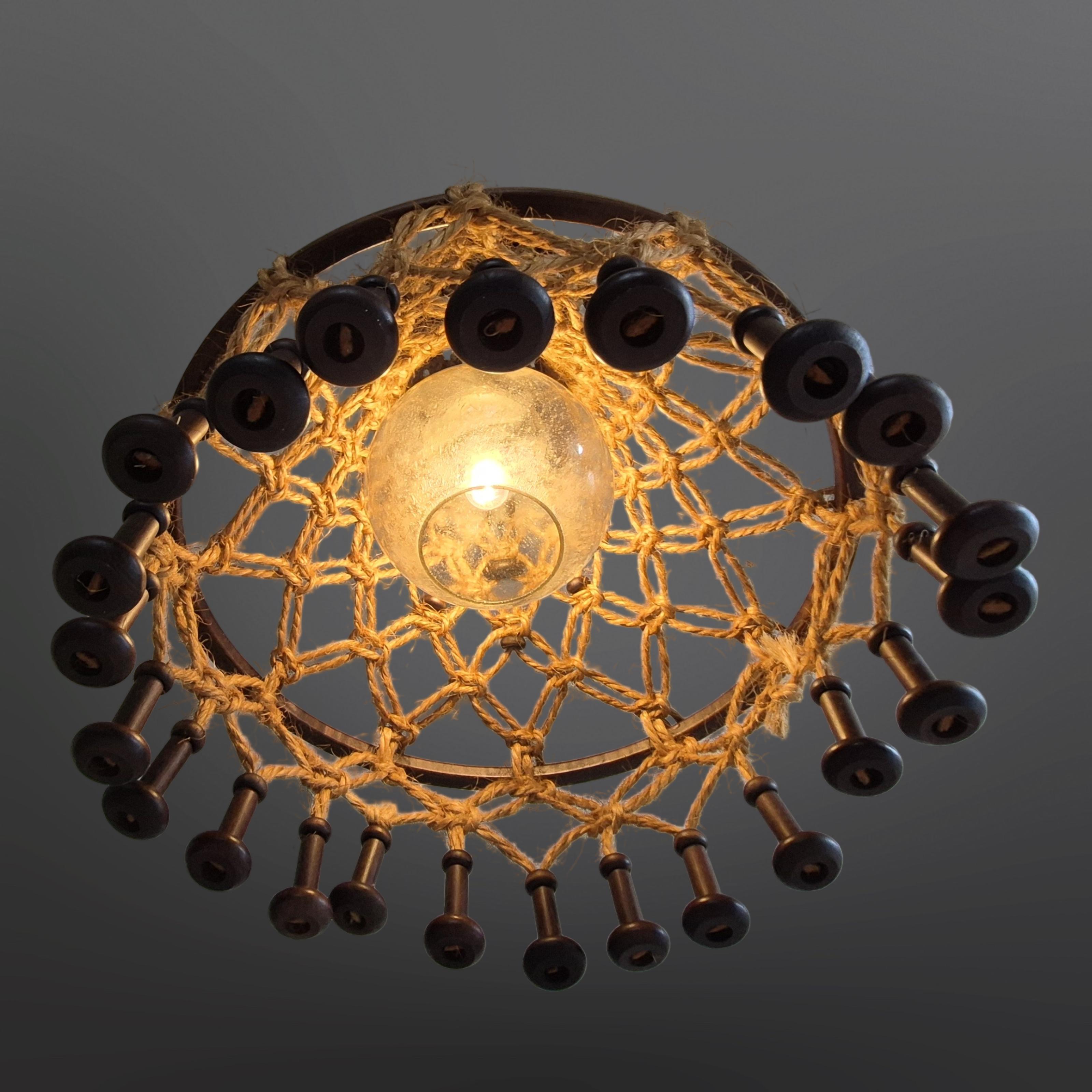 Swiss Had crafted wabi sabi pendant lamp by Temde, Switzerland 1960s