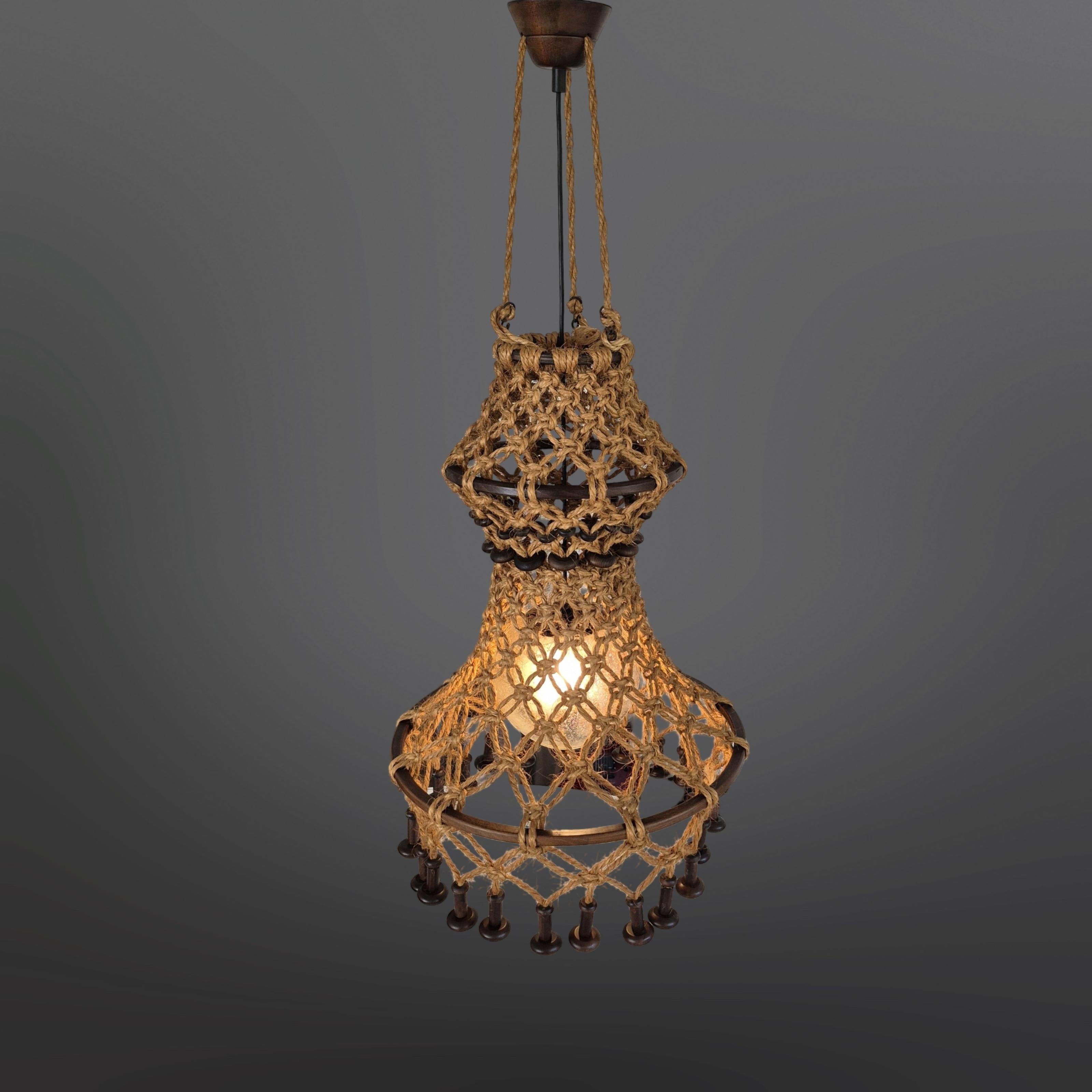 Hand-Crafted Had crafted wabi sabi pendant lamp by Temde, Switzerland 1960s