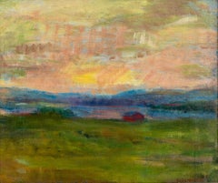 Sommerlandschaft mit Bauernhaus und See, Expressionistisches Öl, 1930er Jahre