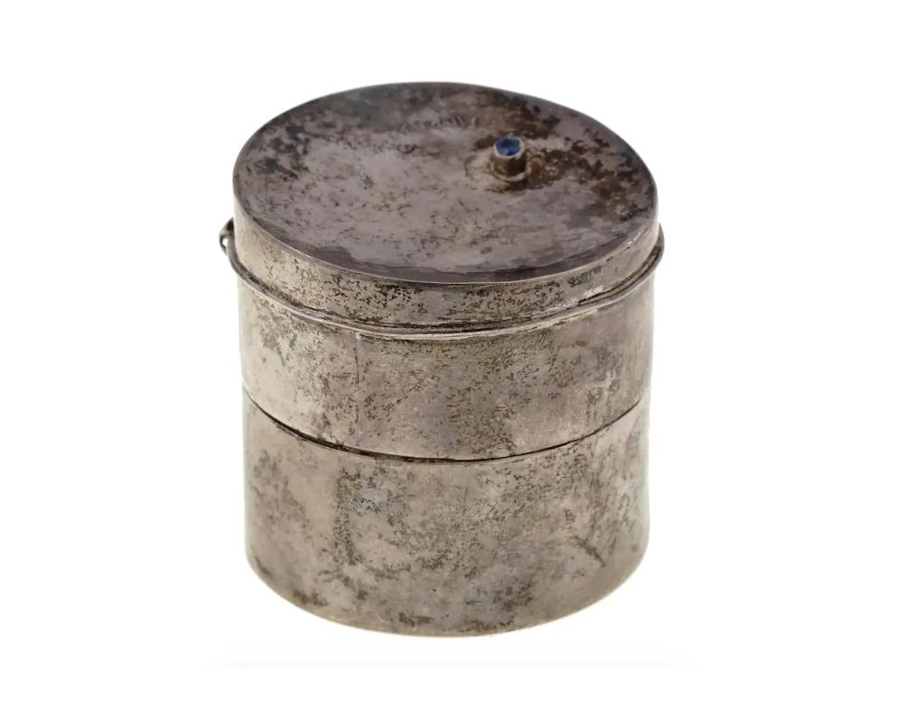 Hadaya Sterling Silver and Sapphire Trinket Box For Sale at