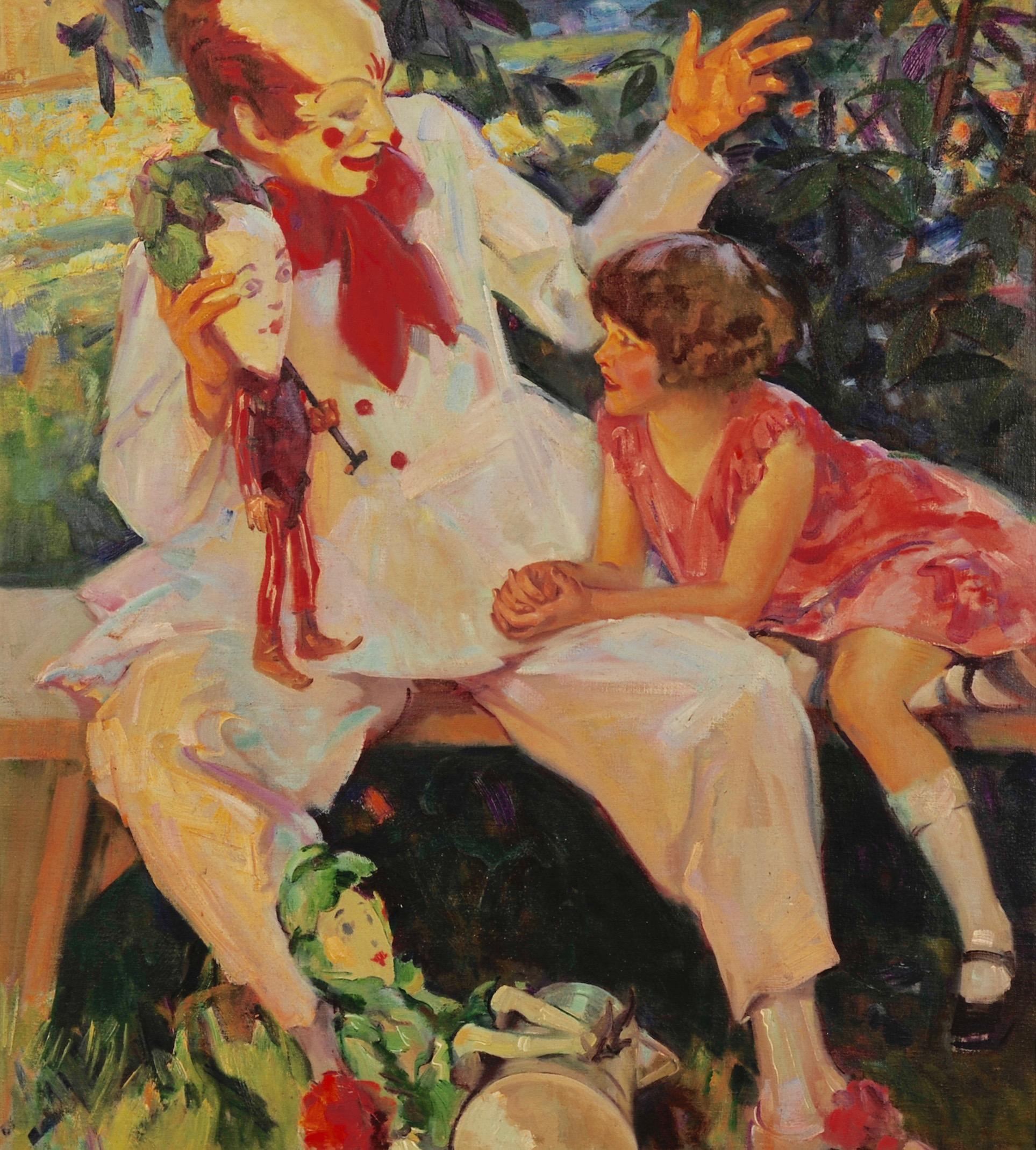 Clown and the Girl - Painting by Haddon Hubbard Sundblom