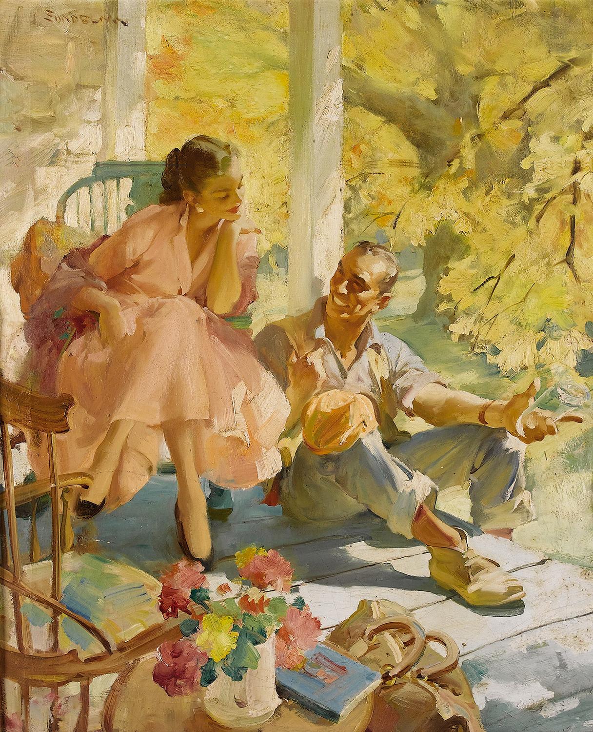 End of the Road,  Couple, Ladies Home Journal, Golden Age of Illustration  - Painting by Haddon Hubbard Sundblom