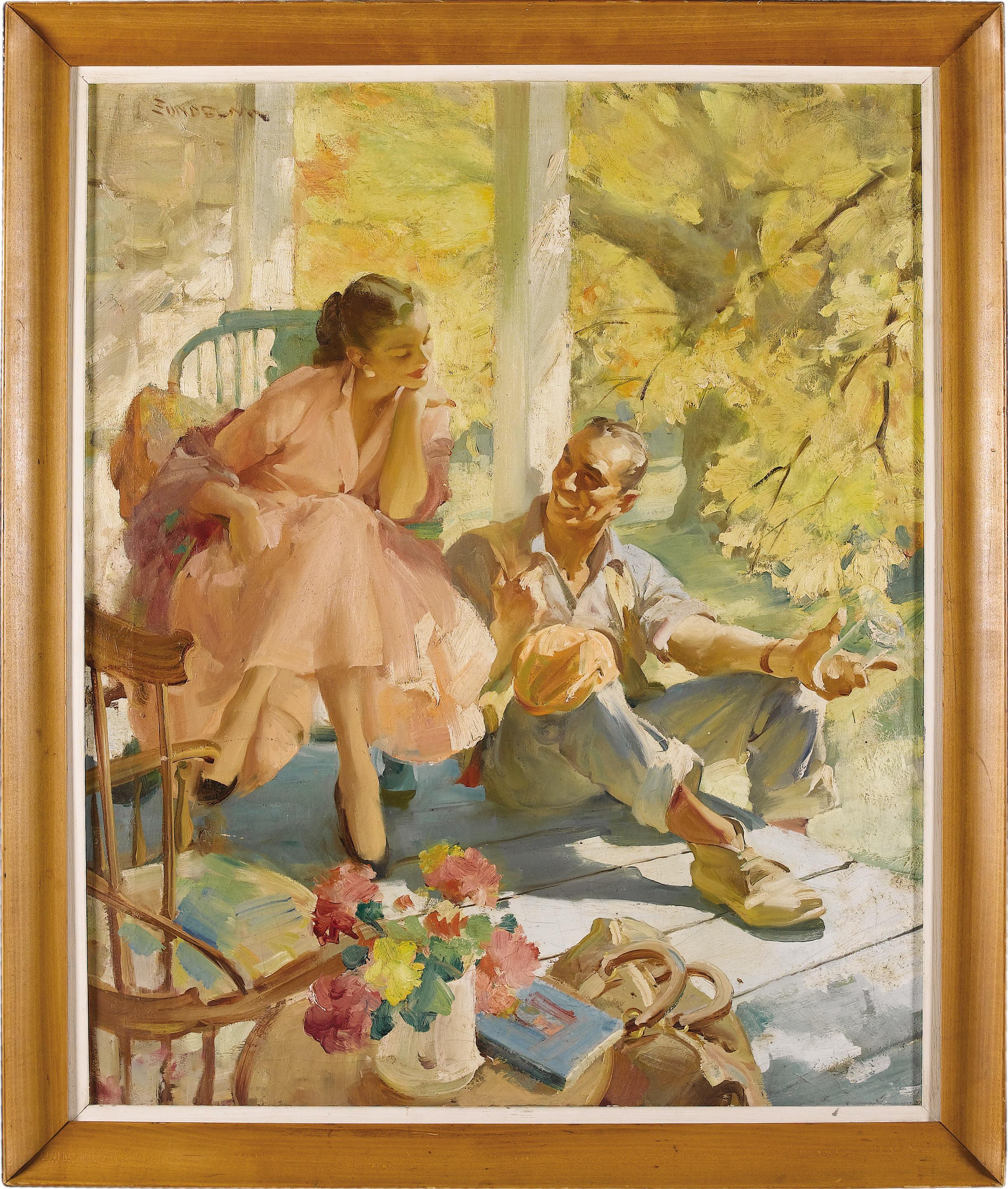 Portrait Painting Haddon Hubbard Sundblom - End of the Road  Lumière d'or  Ladies Home Journal, l'âge d'or de l'illustration 