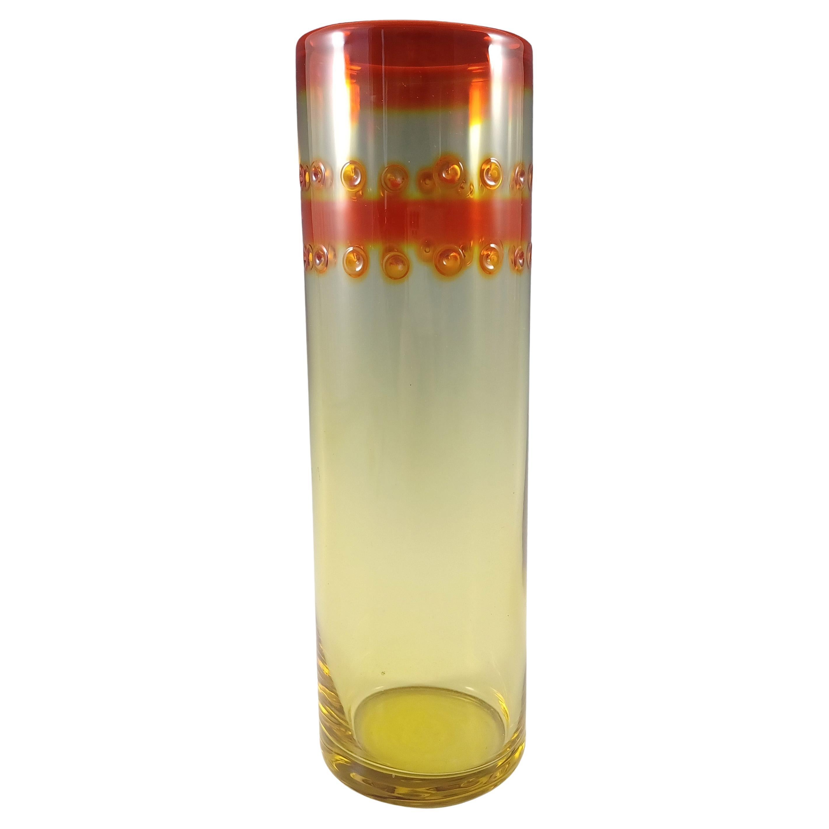 Vaso 'Ra' in vetro arancione scandinavo Hadeland di Severin Brörby