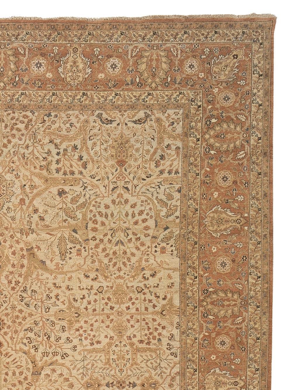 Hand-Knotted Hadji Jalili Antique Tabriz Design Reproduction Hand Knotted Finely Woven Rug