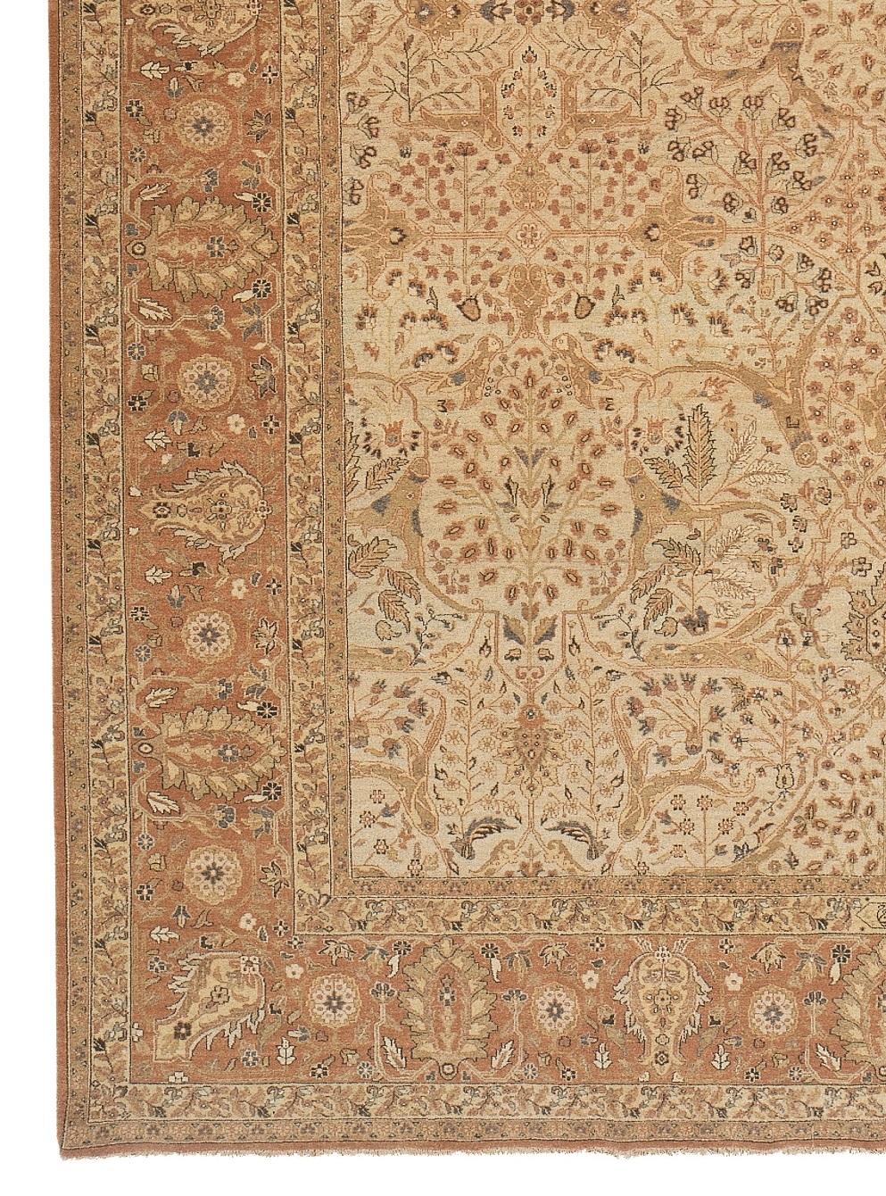 Contemporary Hadji Jalili Tabriz 19th Century Reproduction Hand-knotted Classic Fine Rug