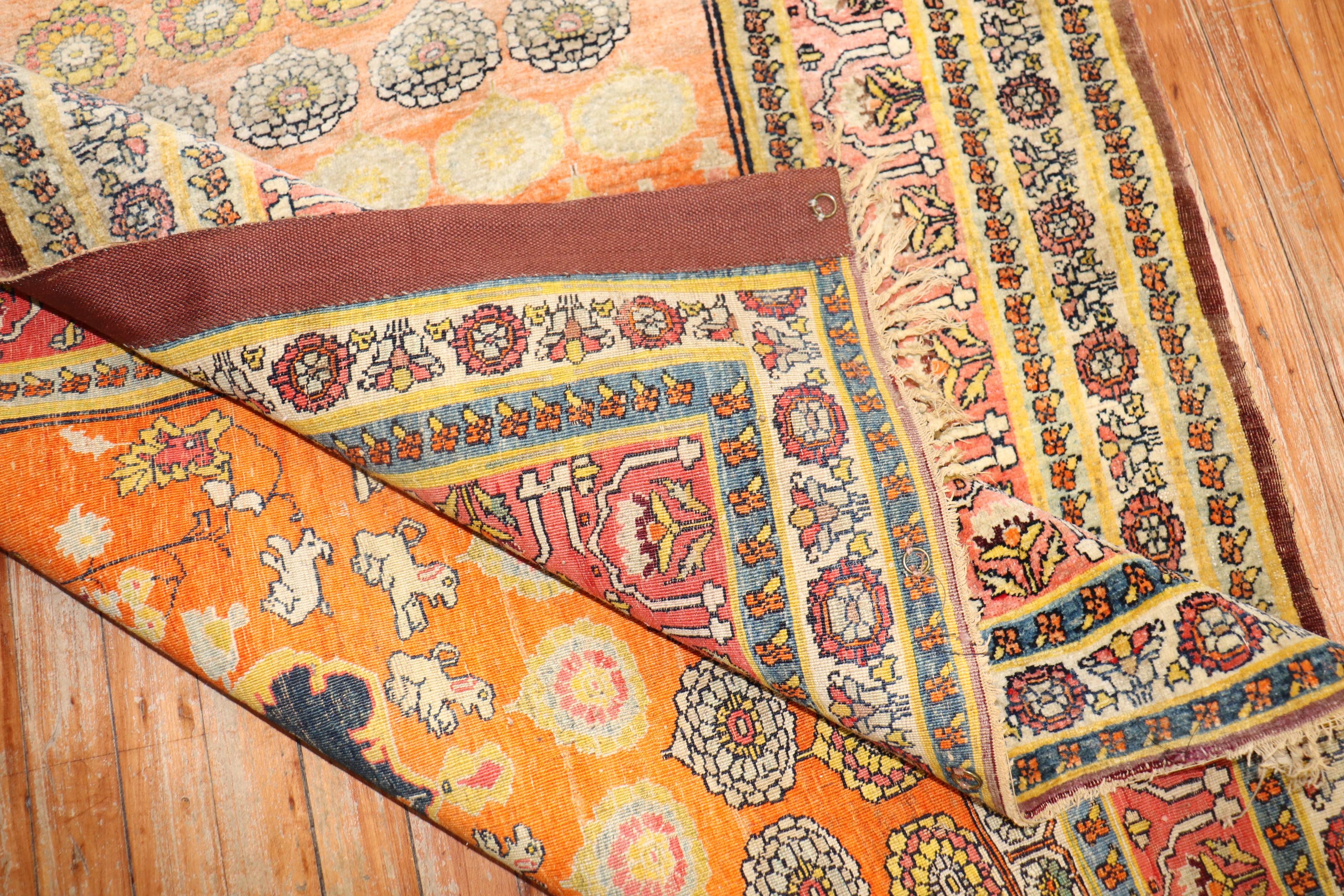 Hadji Jalili Tabriz Alfombra Coleccionista Pictórica Cachorro de Animal en venta 6