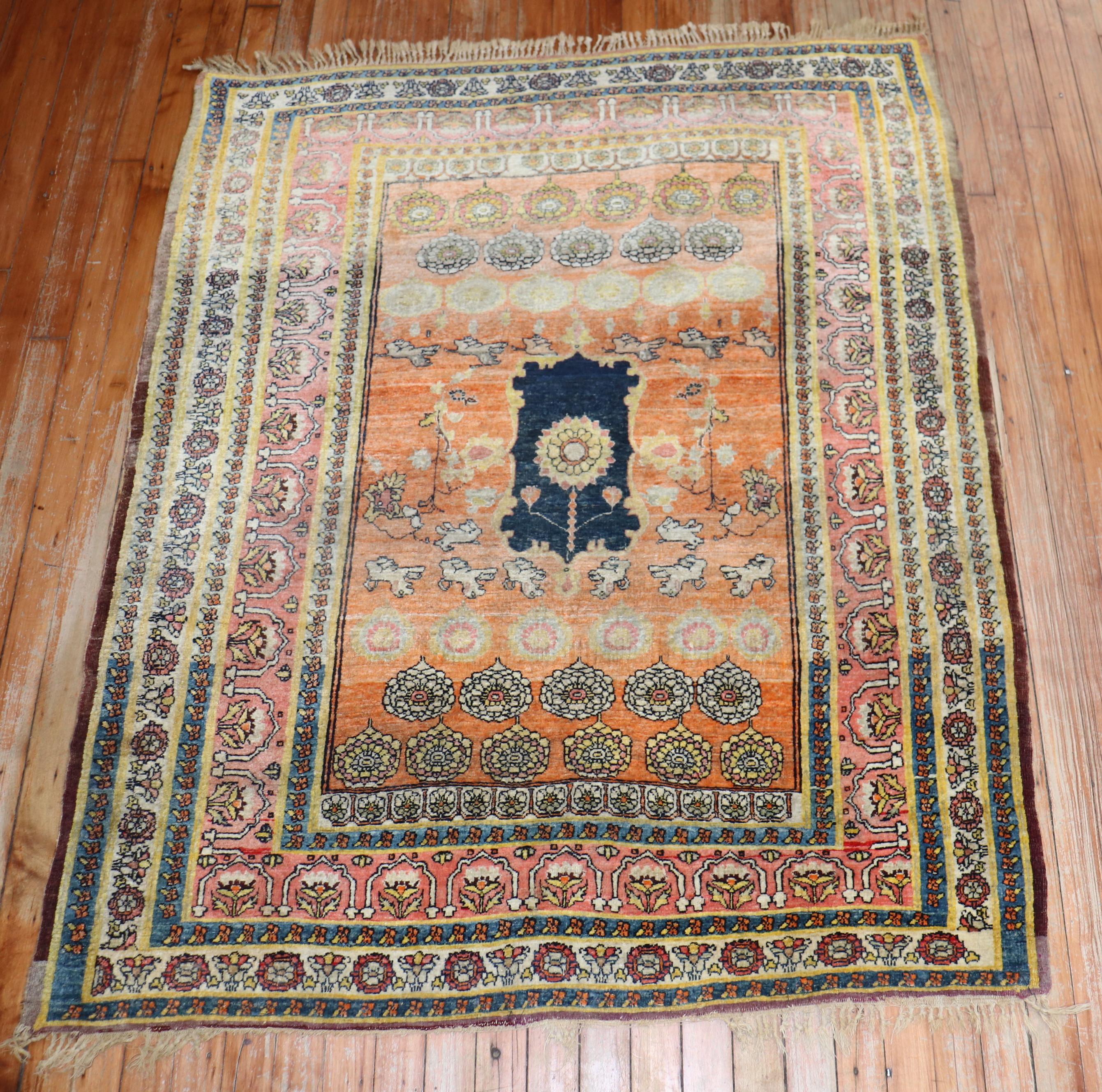 Hadji Jalili Tabriz Alfombra Coleccionista Pictórica Cachorro de Animal Persa en venta