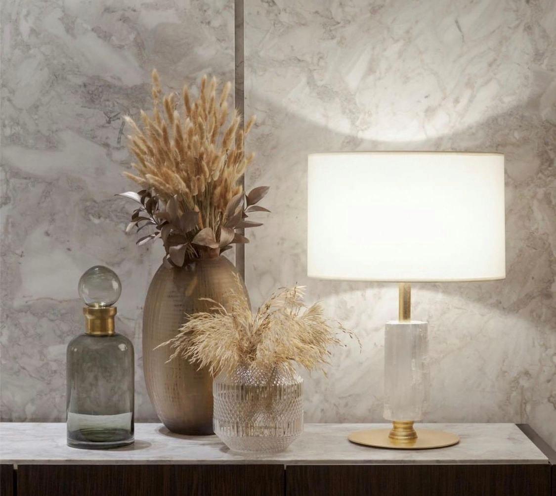 Art Deco Selenite Table Lamp by Aver For Sale