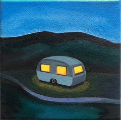 Caravane au petit matin:: peinture à l'huile