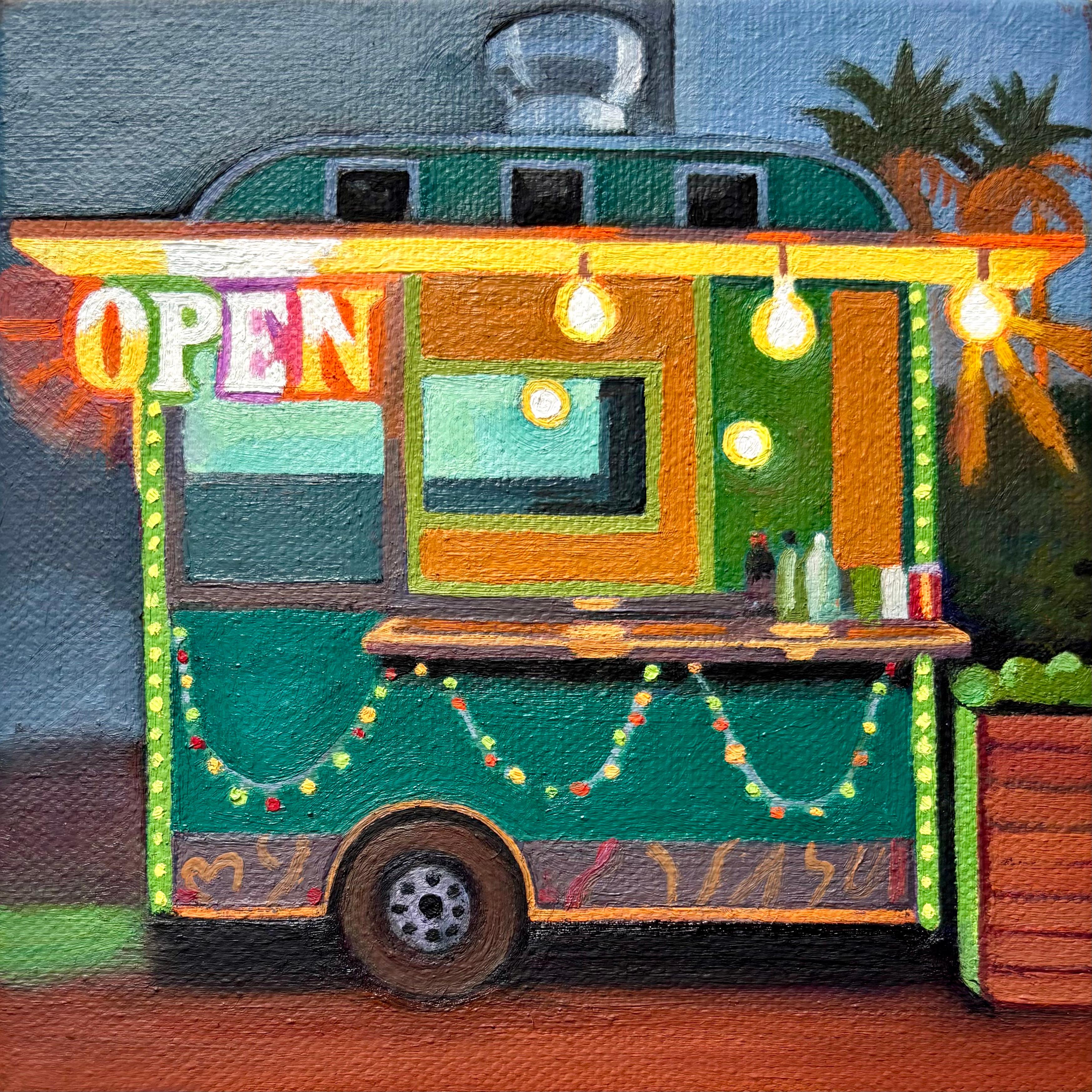 Food Cart, Oil Painting