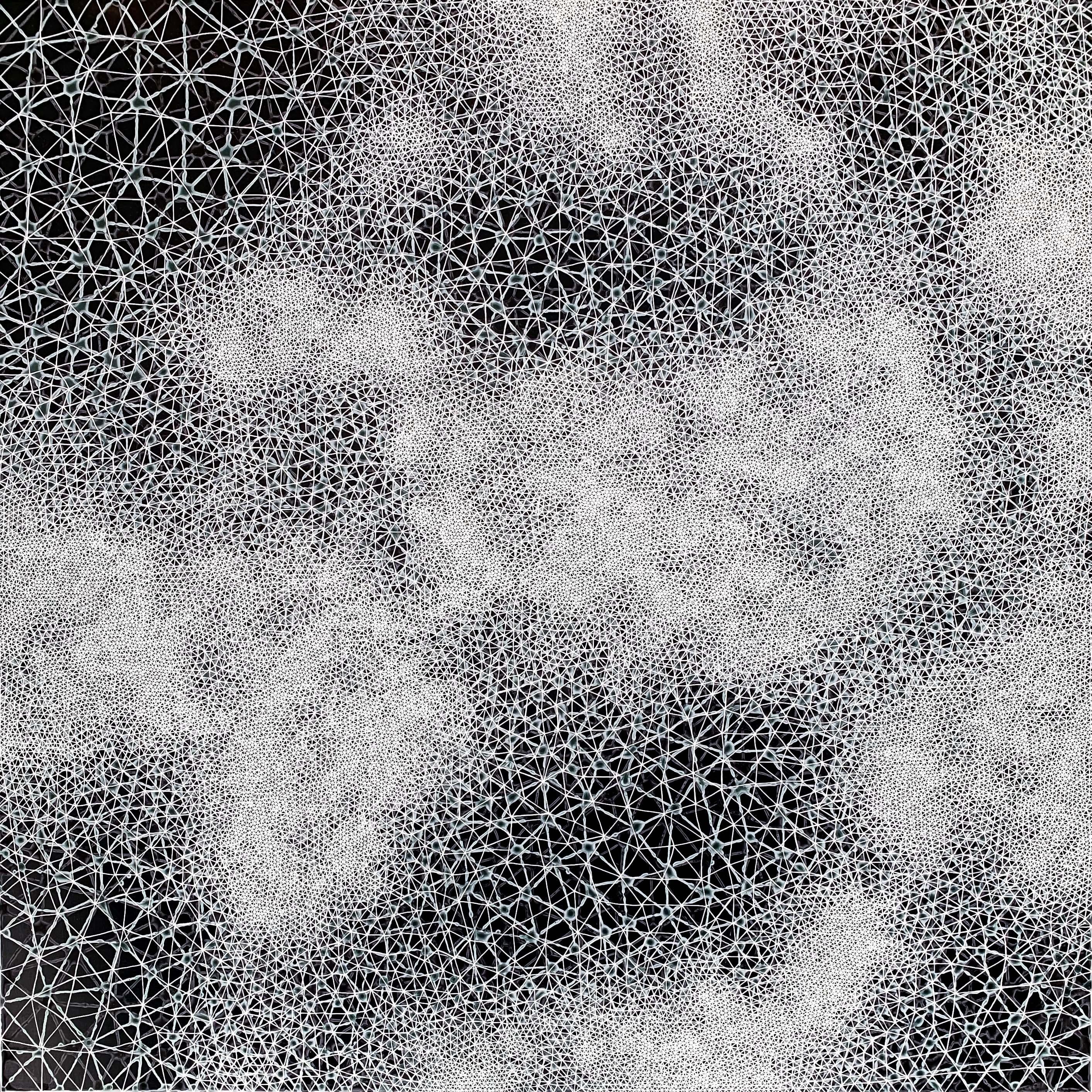 Coherencia - díptico abstracto geométrico en blanco y negro - Painting de Hadley Radt